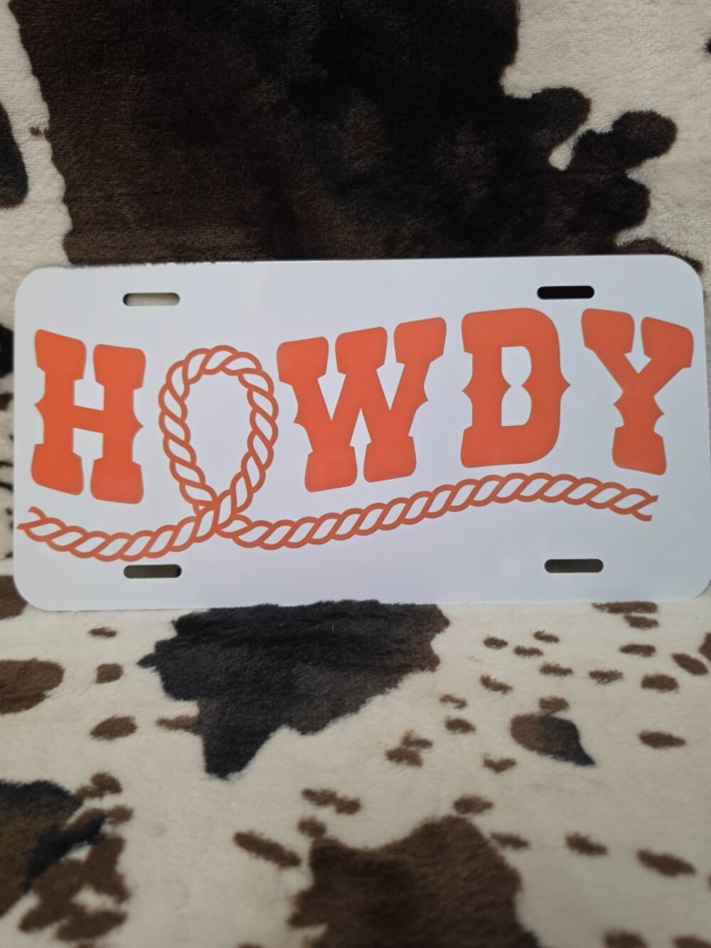 Howdy Western Custom Car Tag Handmade Vehicle License Plate